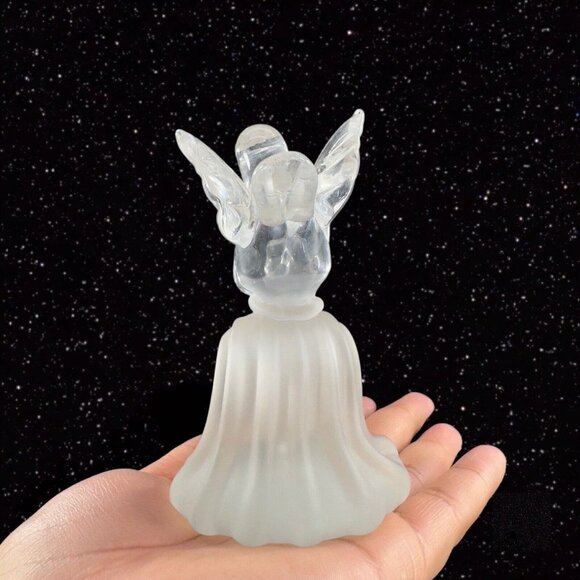 Vintage Art Glass Clear Love Bird Sculpture Figurine A Frosted Tree Branch Glass - Picture 10 of 11